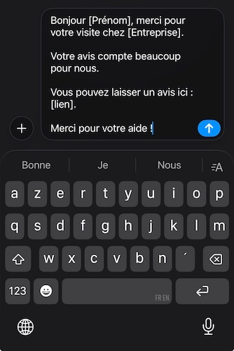 Modèle de SMS pour demander un avis Google