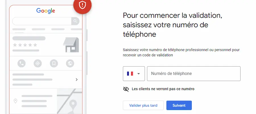 Validation pour créer une fiche Google Business Profile