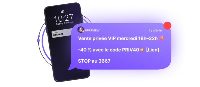 Exemple de campagne SMS marketing de vente privée
