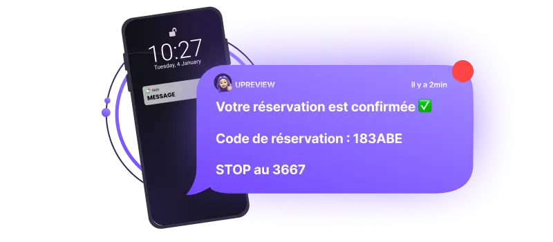 Exemple de campagne SMS marketing de validation de réservation