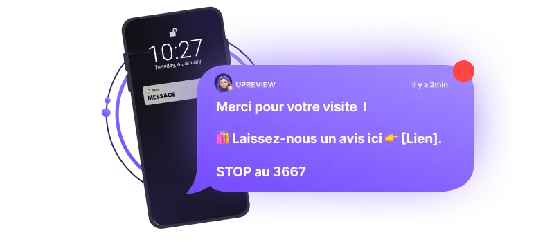 Exemple SMS pour demander un avis Google avec un lien avis Google