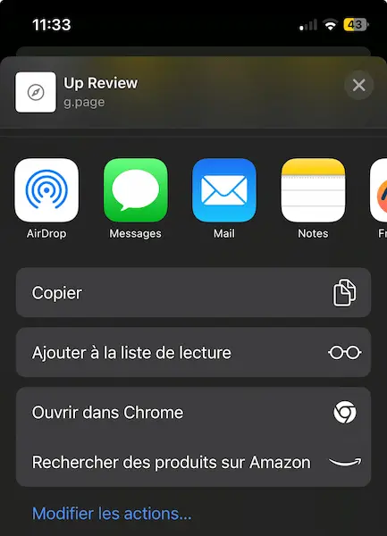Partager et copier le lien avis Google sur iOS
