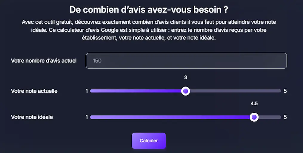 Calculer le nombre d'avis Google 5 étoiles pour avoir la note moyenne 5/5