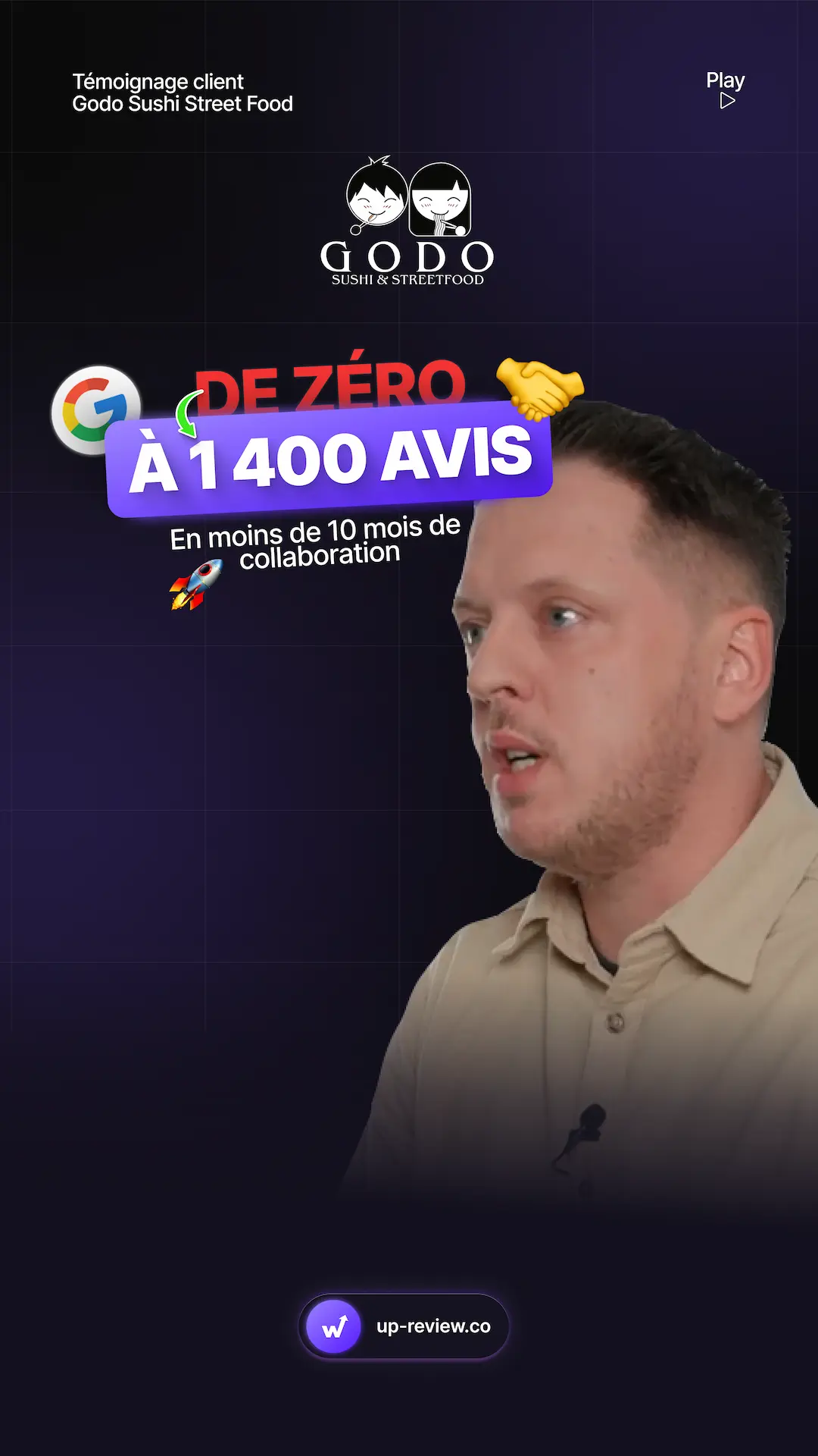 Témoignage vidéo Godo Sushi : de zéro à 1 400 avis Google en moins de 10 mois de collaboration