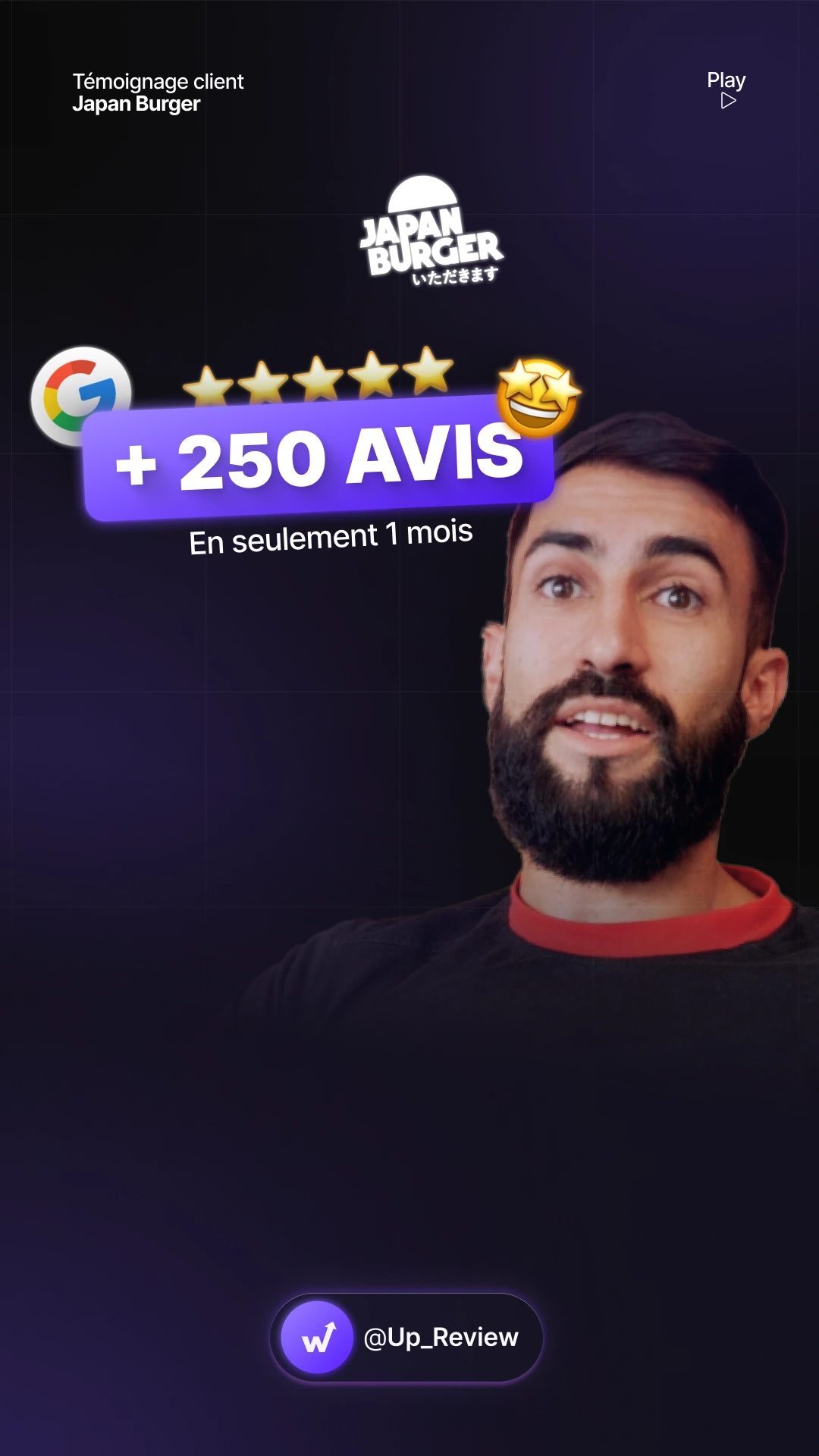 Témoignage vidéo de Samir Remil, Japan Burger : +250 avis Google en seulement 1 mois